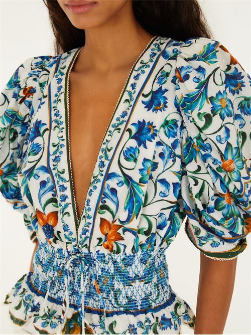 Flora Tile Shirt FARM RIO | 348831FLORATILEOFFWHITE26038